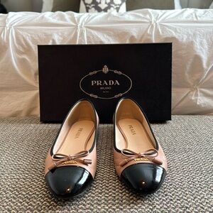 Prada cap toe ballet flat size 38